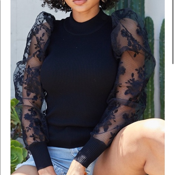 Mock neck sweater top - Picture 1 of 5